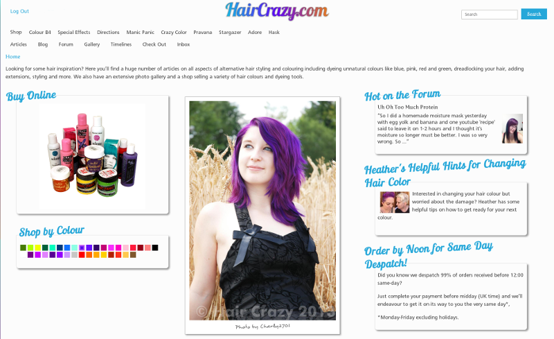 HairCrazy.com's website